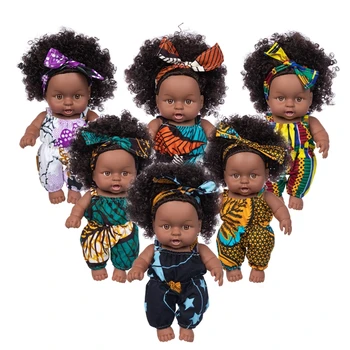 2020 Нова 20 см Африканска Кукла на най-Добрият Коледен Подарък За Малките Момичета Черна Играчка Мини Скъпа Експлозивна кукла с коса За Момичета