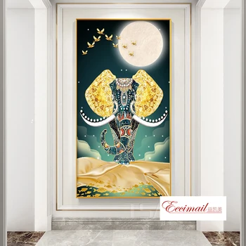 EECAMAIL САМ на Верандата Диамантена живопис В Дома зала на Европейския Щастлив Паричен Тайпинг Вертикална Версия на Луксозен Лек американски стил