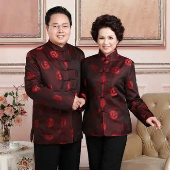 Възрастните Влюбен Облеклото на Мъжете И Жените Костюм С Дълги Ръкави Чонсам Топ Отношение Традиционна китайска Нова Година Чонсам Палто